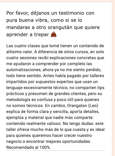 Testimonio de alumno en la comunidad