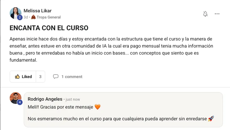 Testimonio de alumno en la comunidad