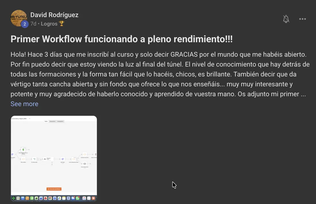 Testimonio de alumno en la comunidad