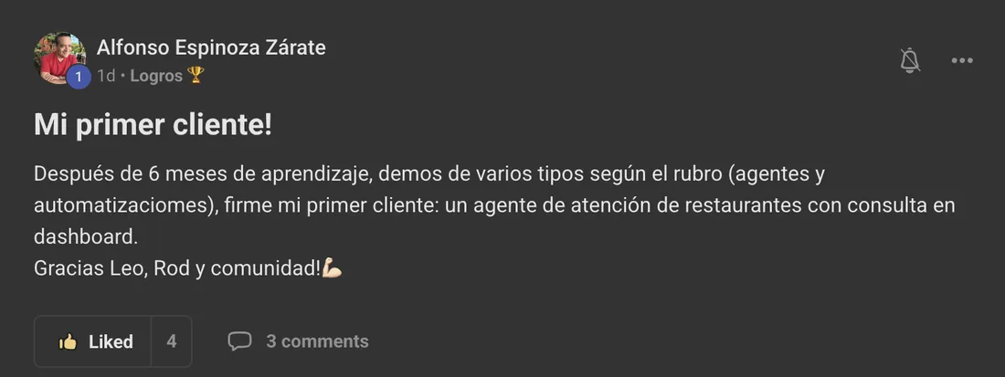 Testimonio de alumno en la comunidad