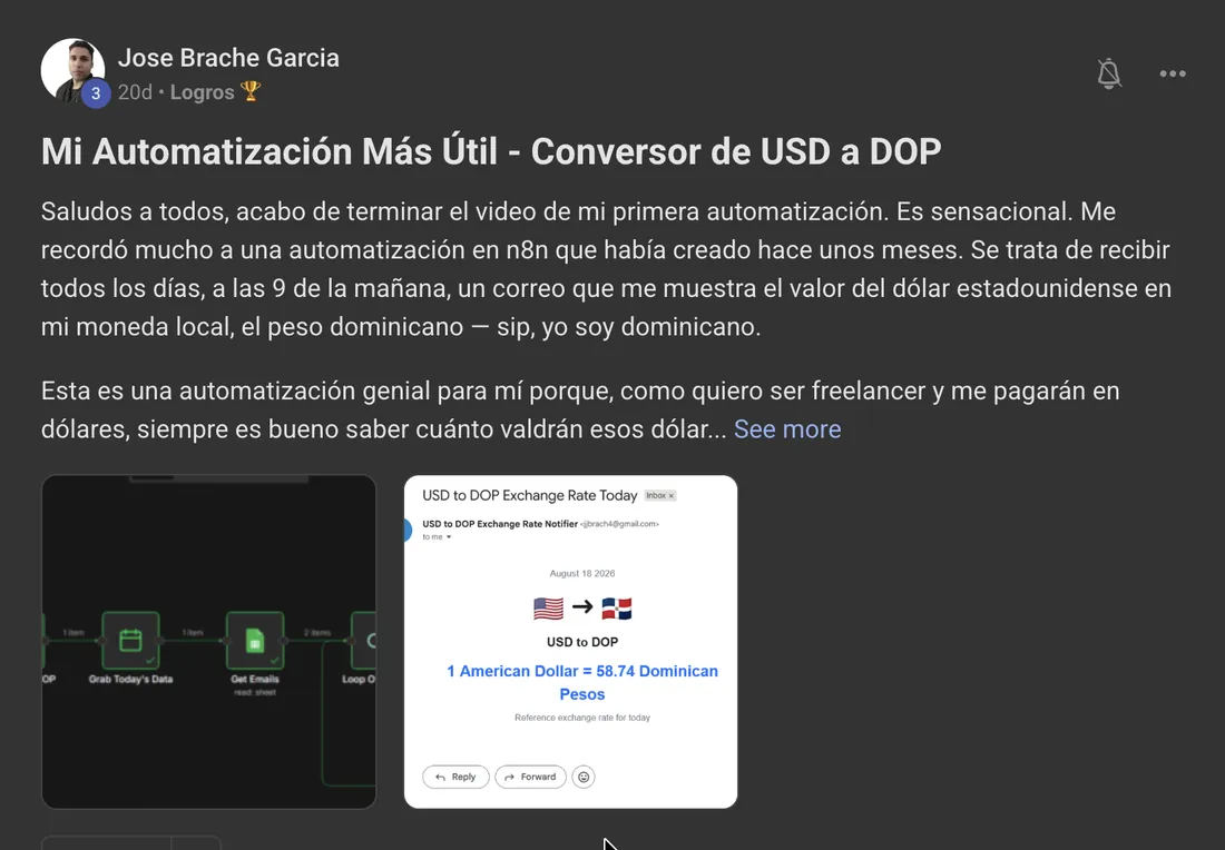 Testimonio de alumno en la comunidad