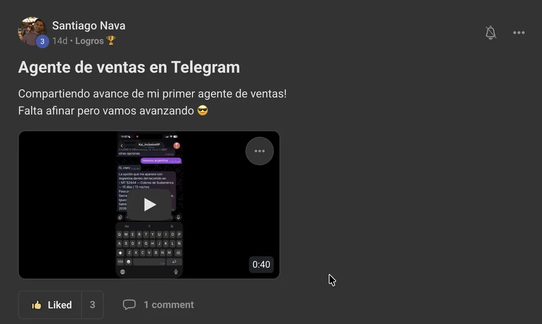 Testimonio de alumno en la comunidad