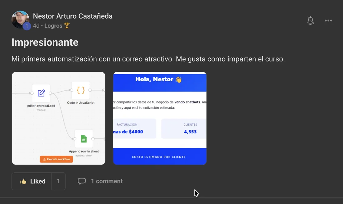 Testimonio de alumno en la comunidad