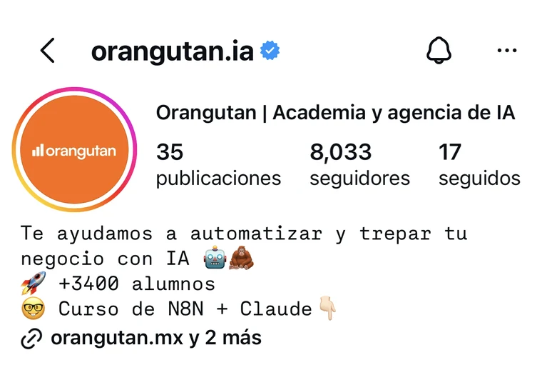 Perfil verificado de Orangutan en Instagram